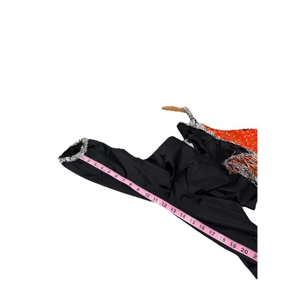 Vintage Leo’s Spandex Stretchy Black Orange Sequin Jazz Costume Medium Adult - Picture 5 of 6
